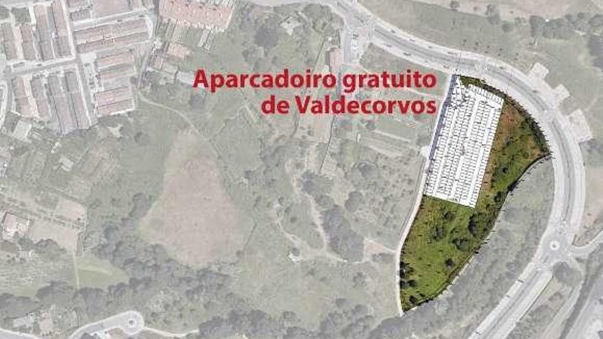 El futuro aparcamiento, con el barrio de A Seca a la izquierda. // FdV