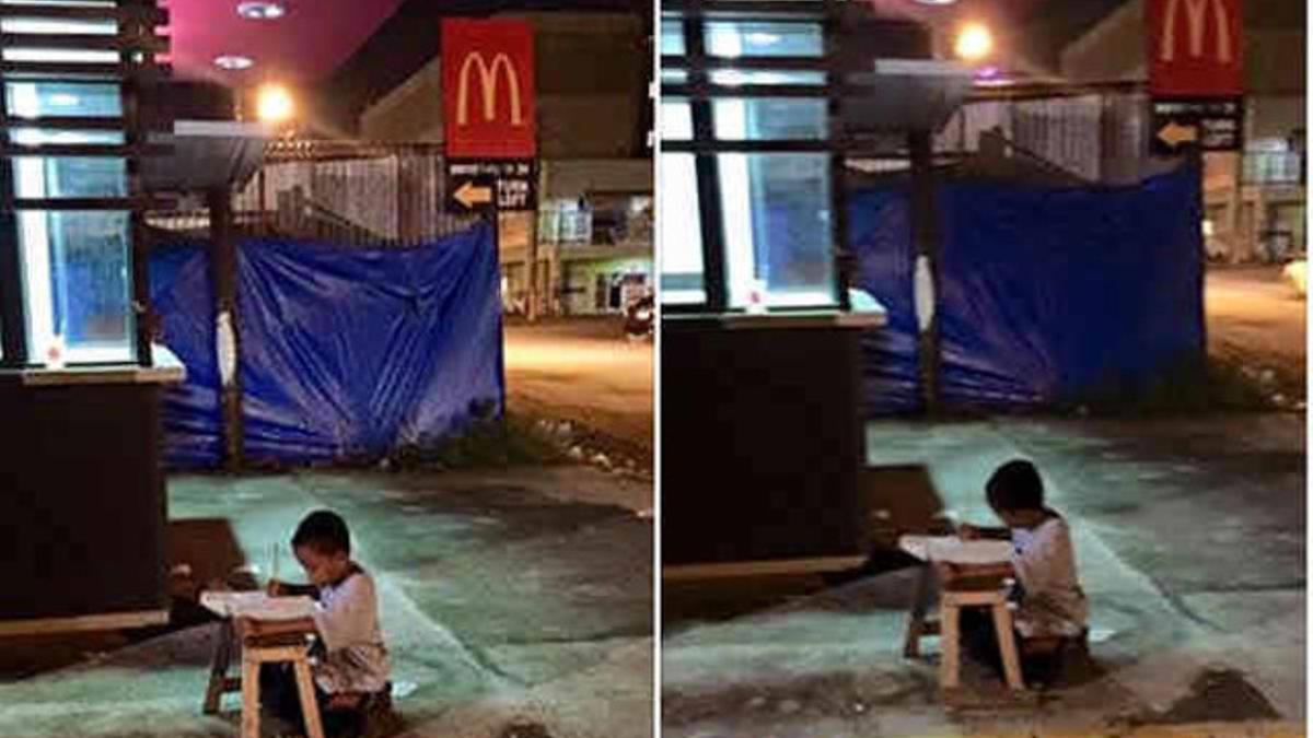 Daniel Cabrera, el niño sintecho que estudia a la luz de un McDonald's