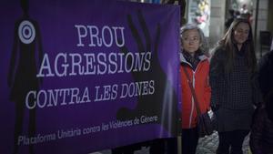 Manifestación contra la violencia machista, el año pasado, en Barcelona.