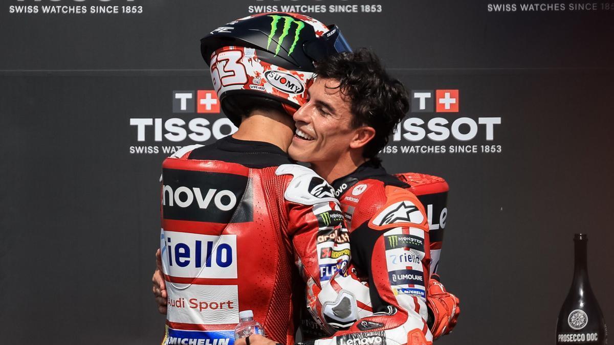 La emotiva despedida de Marc Márquez a Pecco Bagnaia: 'Cuando llegué a Ducati encontré un muy buen equipo y a un mejor compañero'