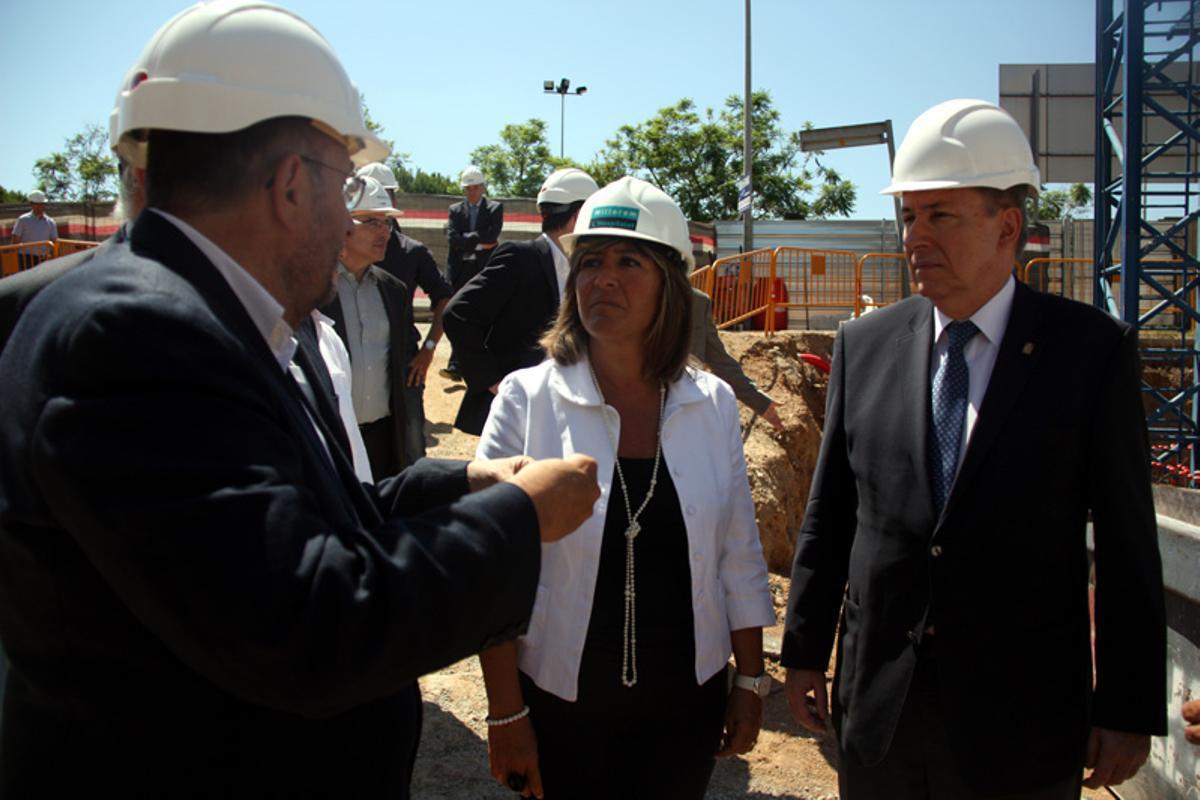 Declaracions del rector de la UB, Dídac Ramírez, i de l’alcaldessa de l’Hospitalet, Núria Marín, aquest dimarts durant la visita d’obres al campus de Bellvitge