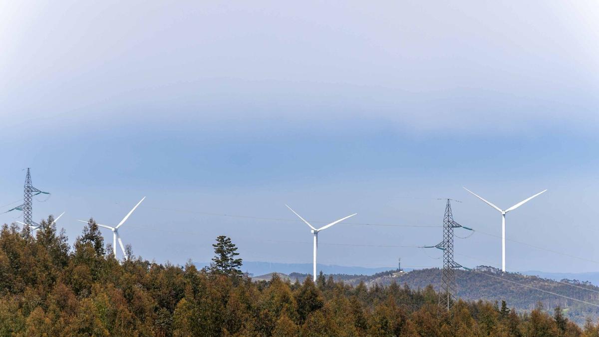 Aerogeneradores de un parque eólico gallego.