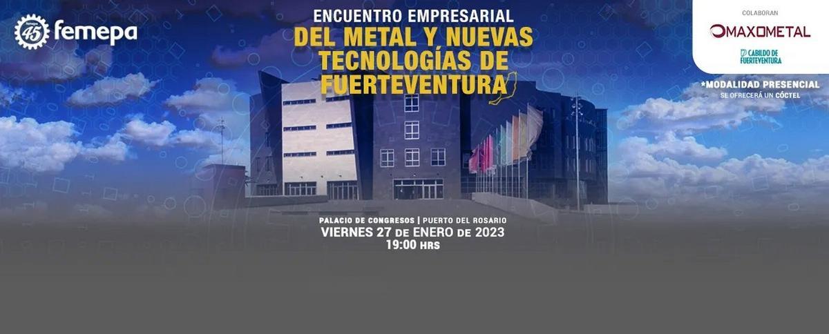 Cartel informativo sobre el evento de Femepa en Fuerteventura.