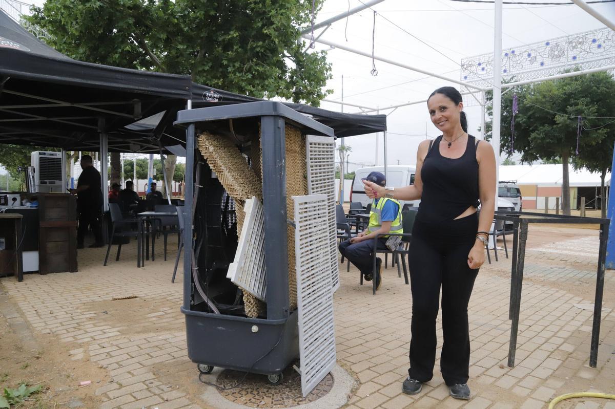 Máquina de aire destrozada por la tormenta.