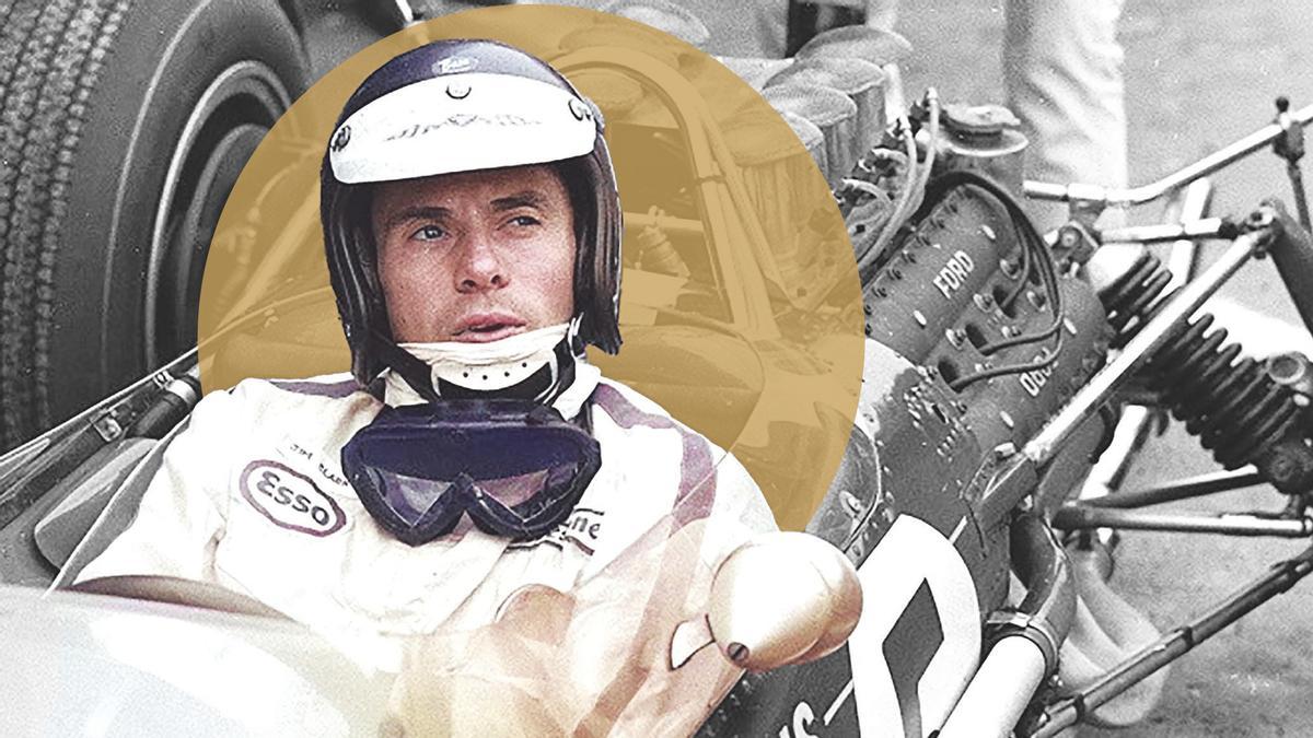 Jim Clark, durante una prueba de la temporada anterior a su fallecimiento.