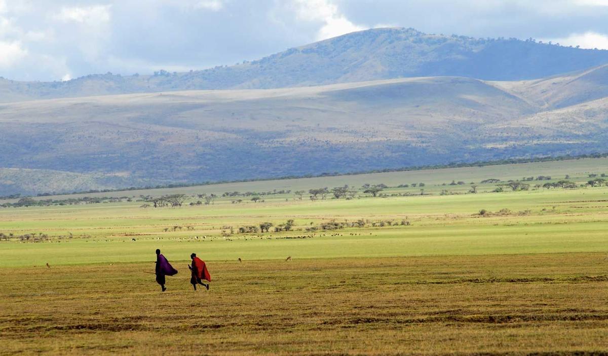 Masáis en el cráter del Ngorongoro