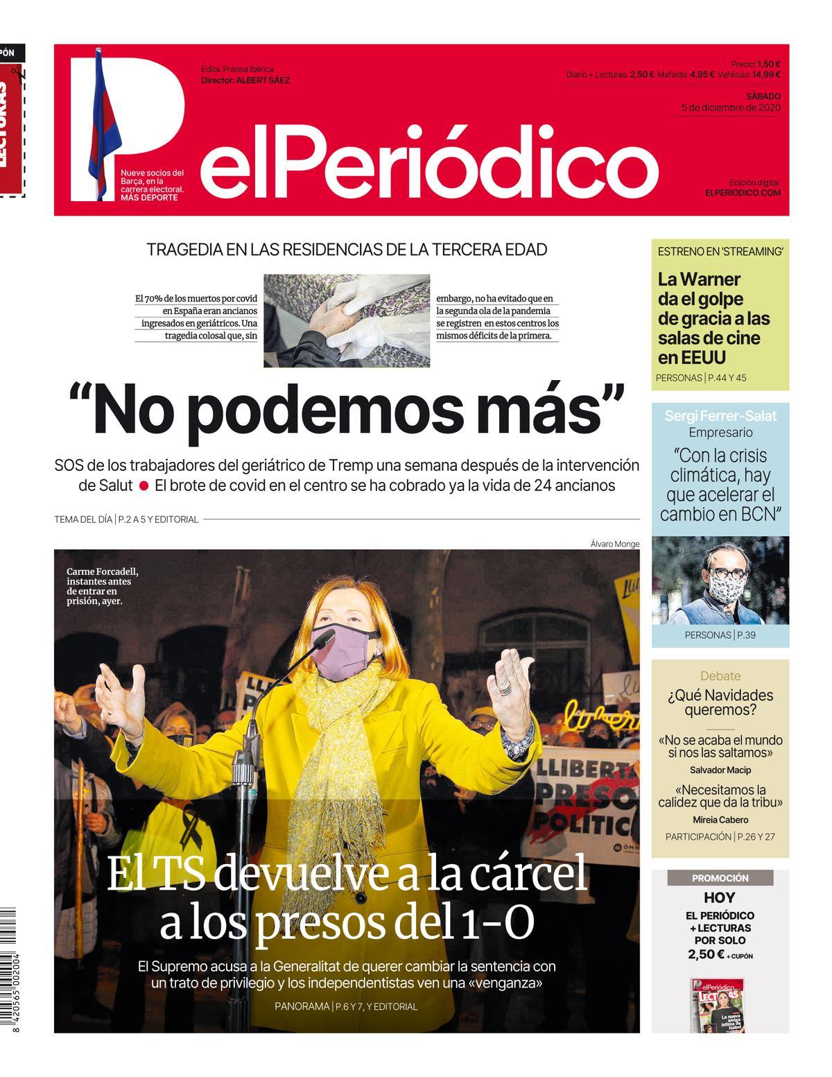 La Portada De ELPERIÓDICO Del 5 De Diciembre - El Periódico