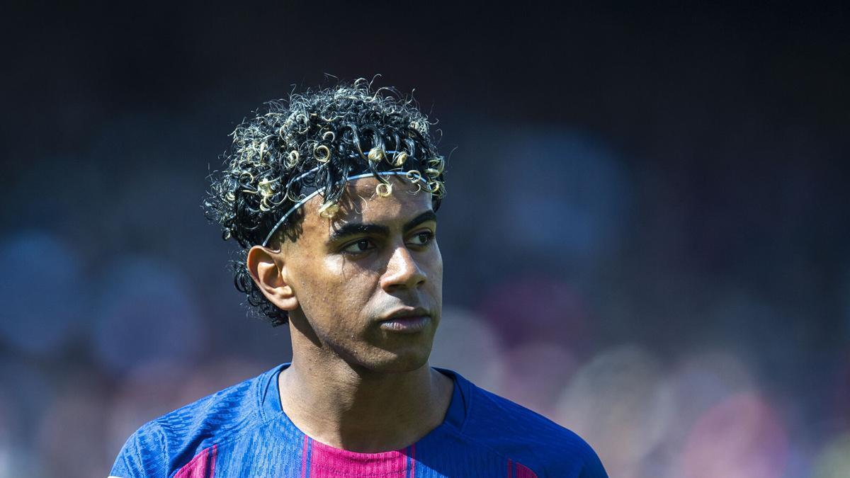 Lamine Yamal, durante un partido de liga.