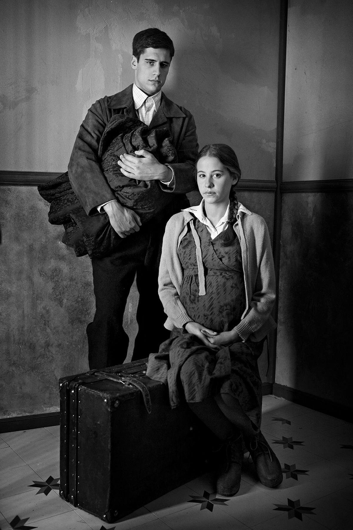 Martiño Rivas e Irene Escolar, durante el rodaje de Los girasoles ciegos (2008).