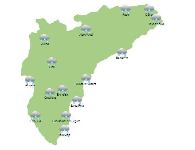 El tiempo en Alicante para el miércoles 16 de marzo estará marcado por las lluvias generalizadas.