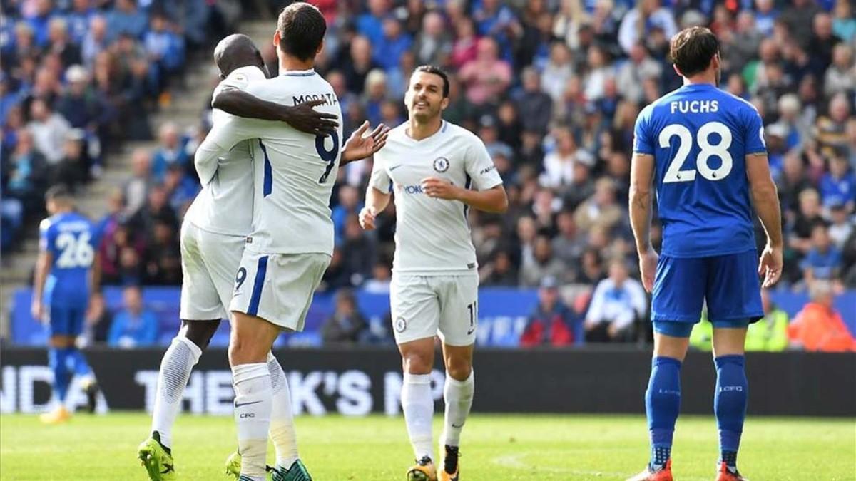 Morata, celebrando su gol al Leicester
