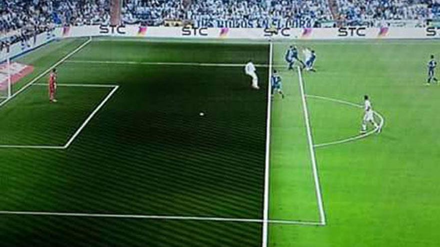 Morata, en fuera de juego en la jugada del primer gol del Madrid. // FdV