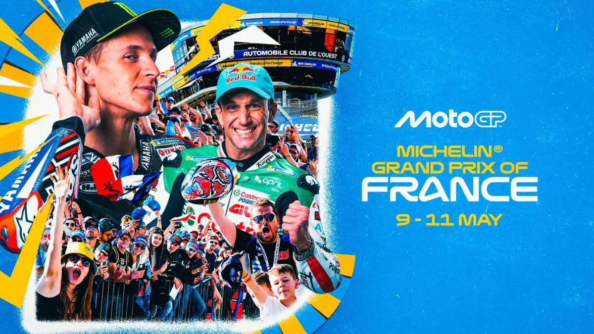 Cartel del GP de Francia 2025, con los franceses Quartararo y Zarco
