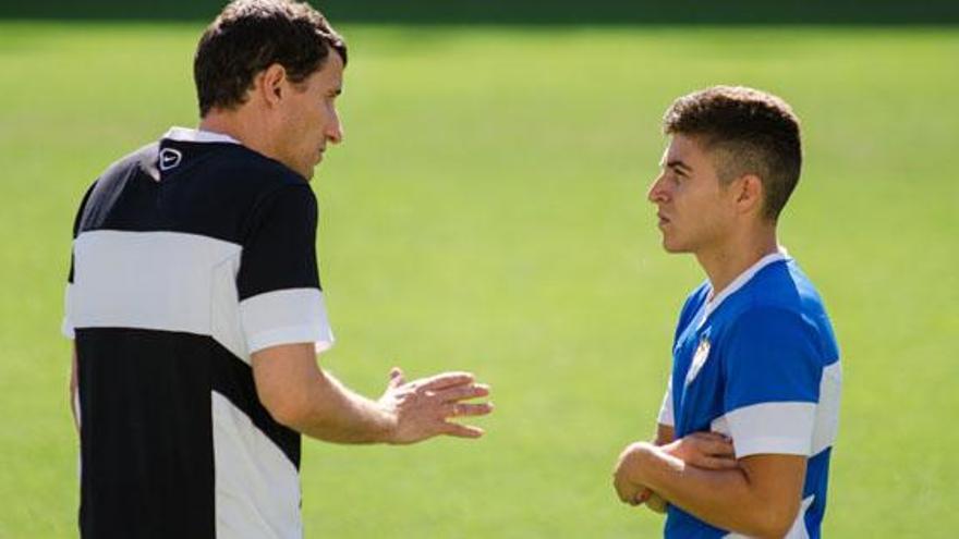 Javi Gracia junto a Portillo, el sábado en Martiricos.