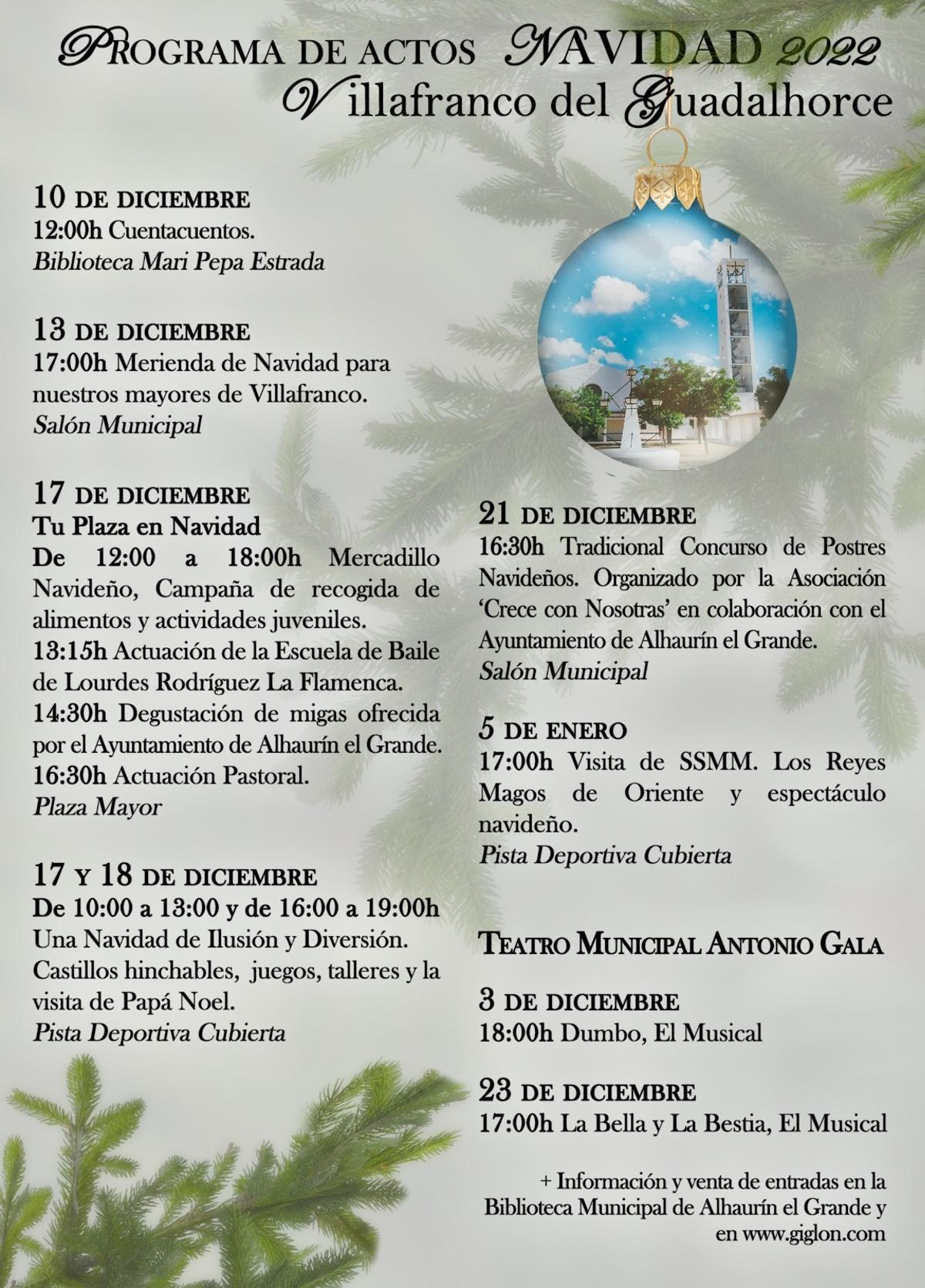 Actos programados en Villafranco del Guadalhorce con motivo de la Navidad.