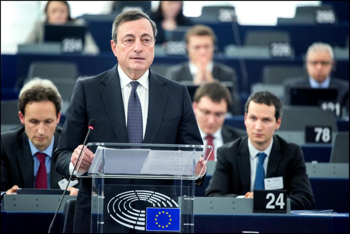 El antiguo presidente del BCE Mario Draghi durante un discurso