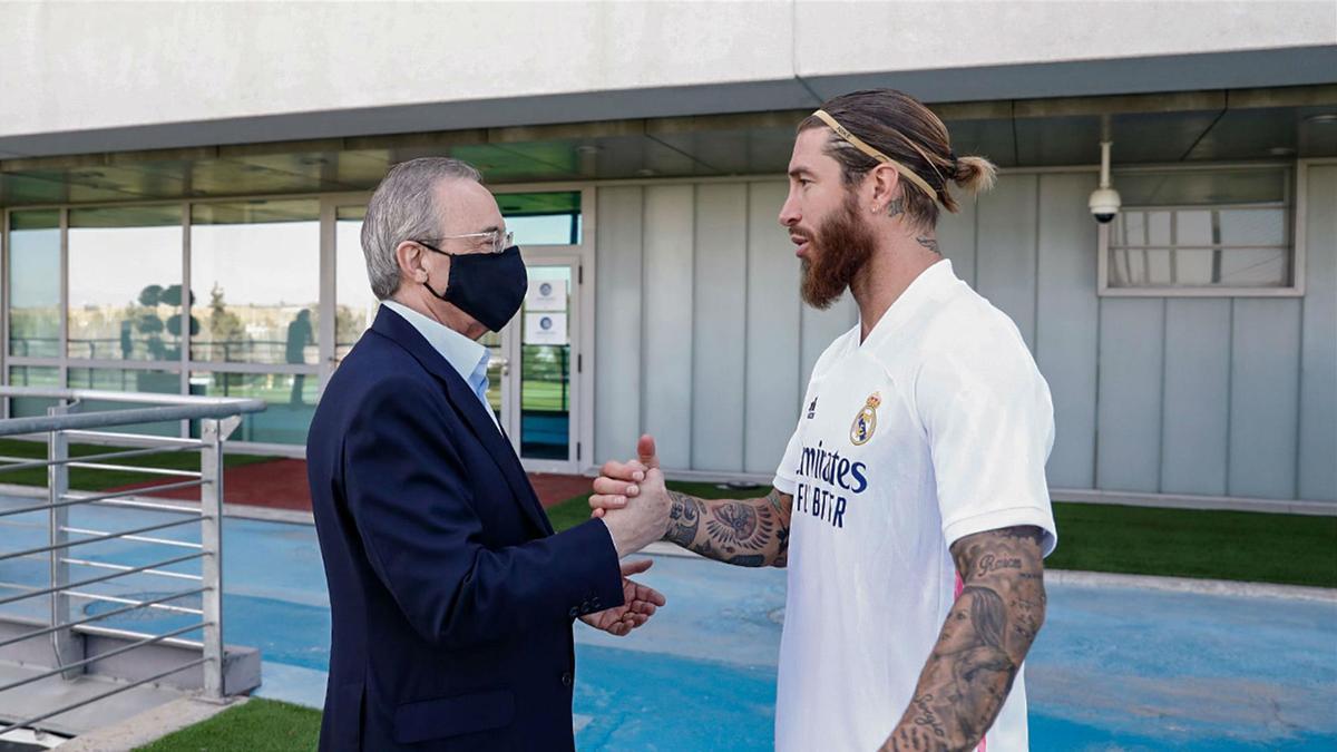 Florentino: "Aspiramos a grandes retos con jugadores como Sergio Ramos"