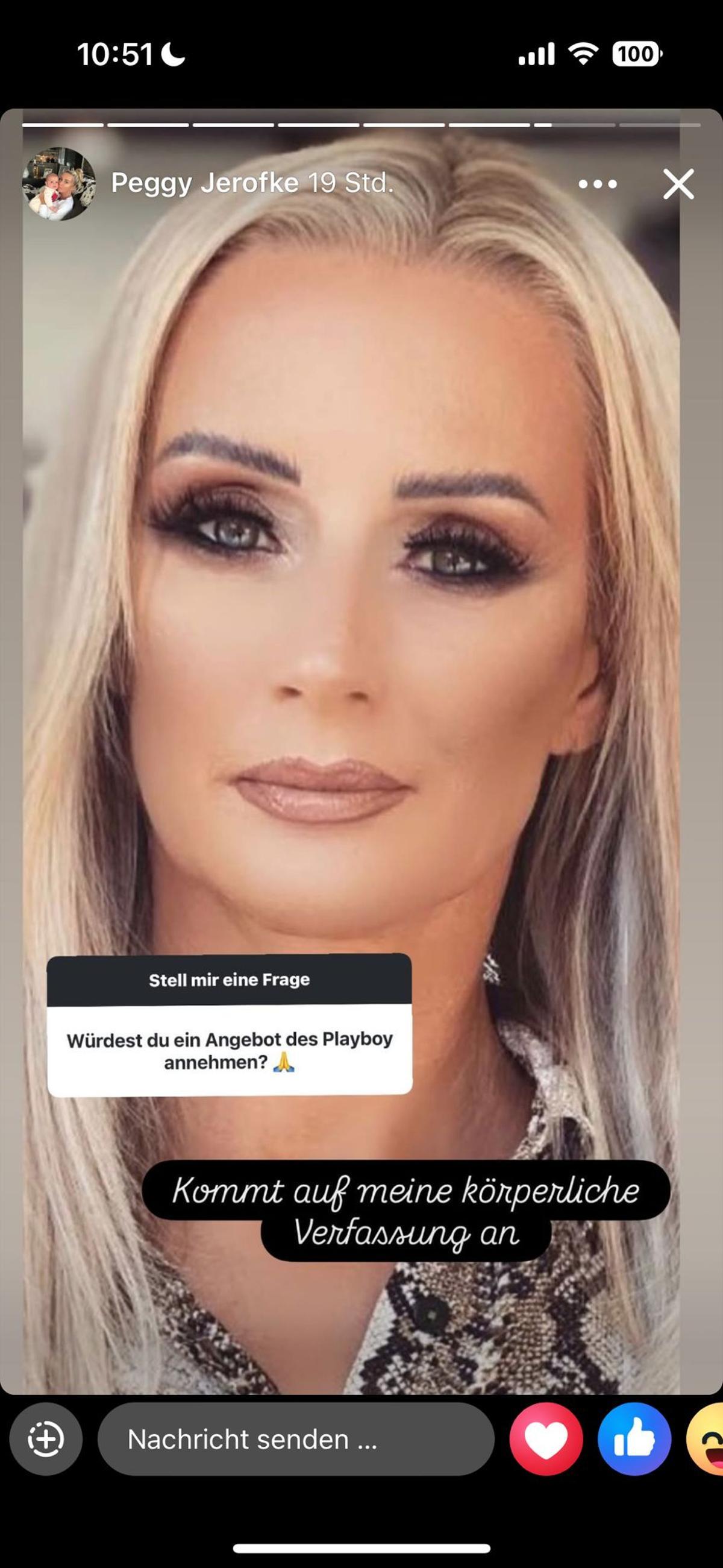 Frage und Antwort auf Instagram: Das sagt Peggy Jerofke zu einem möglichen Angebot von "Playboy".