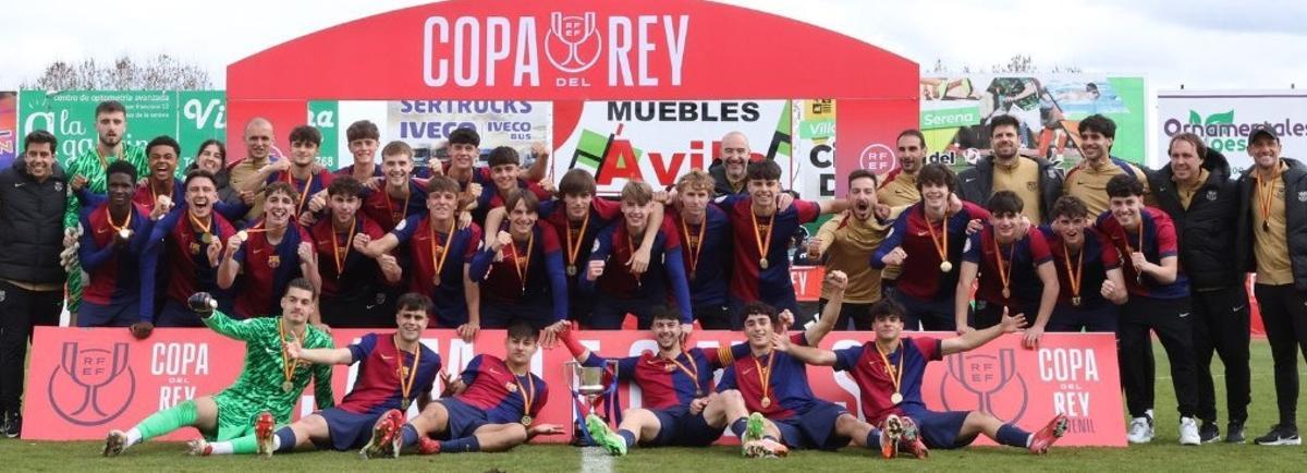 La plantilla del Juvenil A que se proclam campen de la Copa del Rey