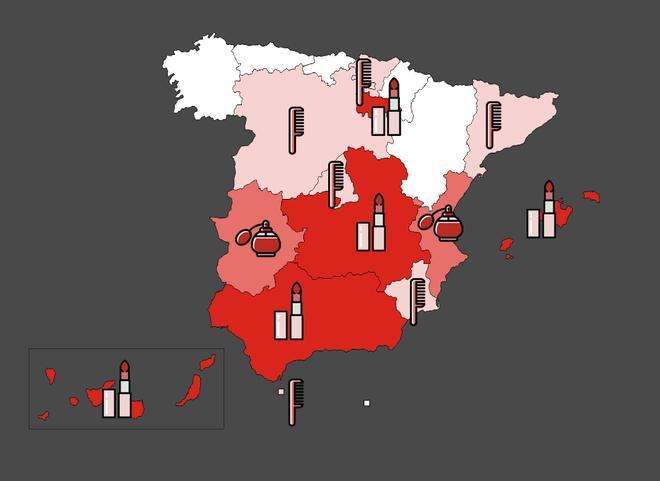 Mapa de top ventas en Primor en España