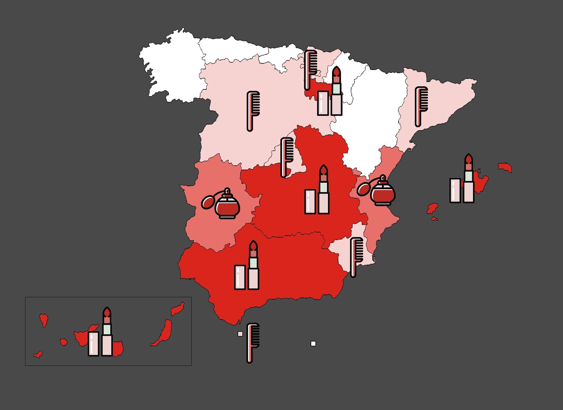 Mapa de top ventas en Primor en España