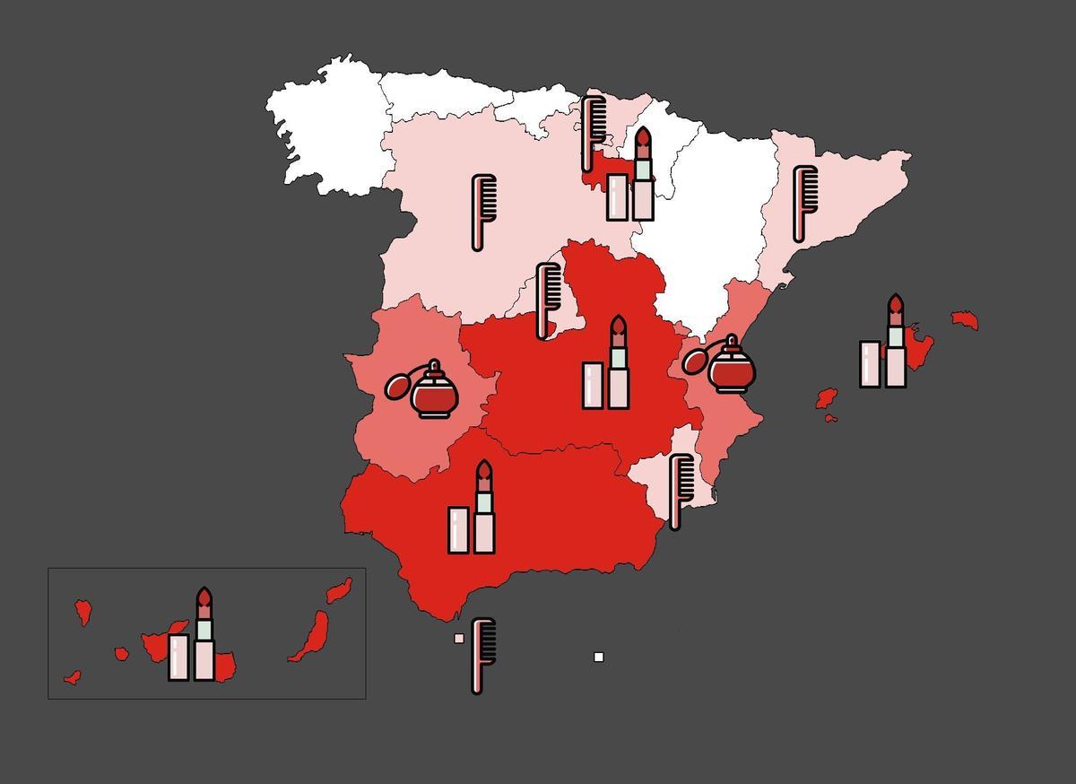 Mapa de top ventas en Primor en España