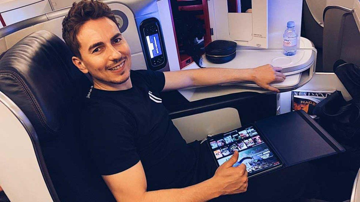 Jorge Lorenzo, en el avión rumbo a Argentina