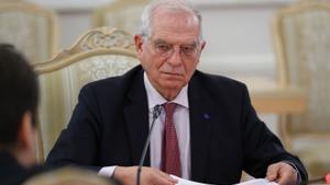 El jefe de la diplomacia europea, Josep Borell, durante su reunión con el titular de Exteriores ruso, Serguéi Lavrov.