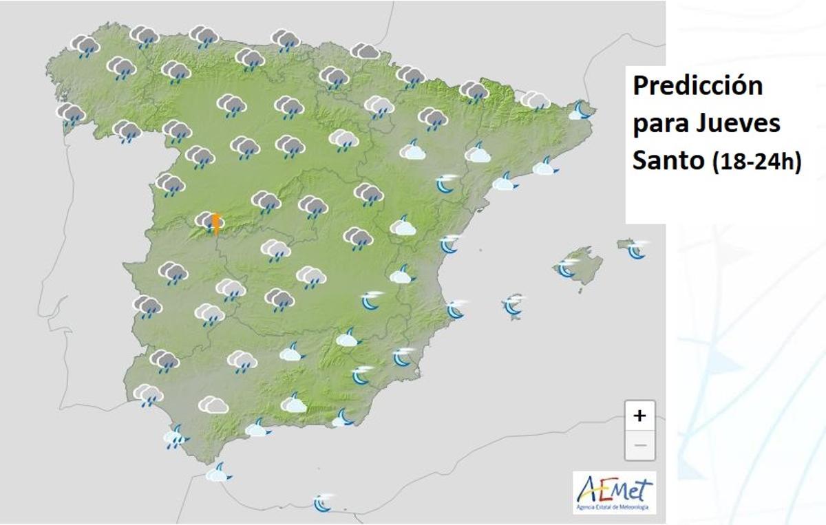 Previsión para Jueves Santo por la tarde-noche