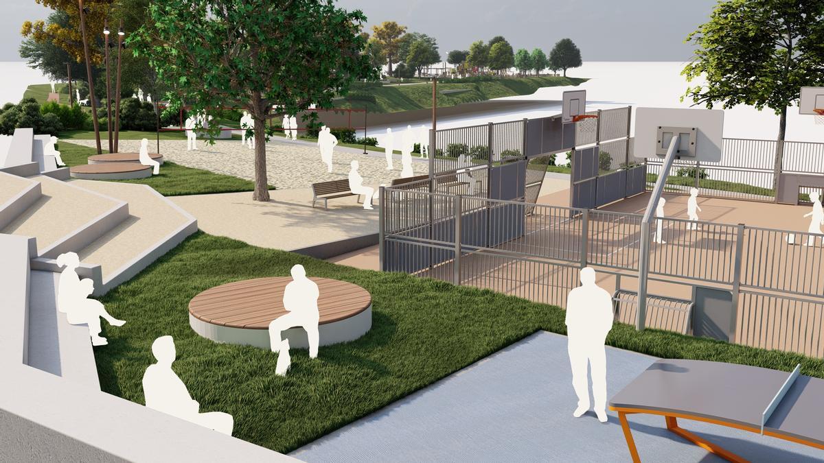 Infografías del futuro parque de La Reconquistas en la zona oeste de Pola de Siero