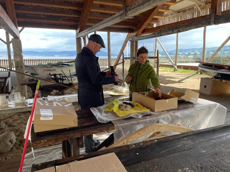 Visita do alcalde de Bue, Félix Juncal, ás obras de musealización do estaleiro.  