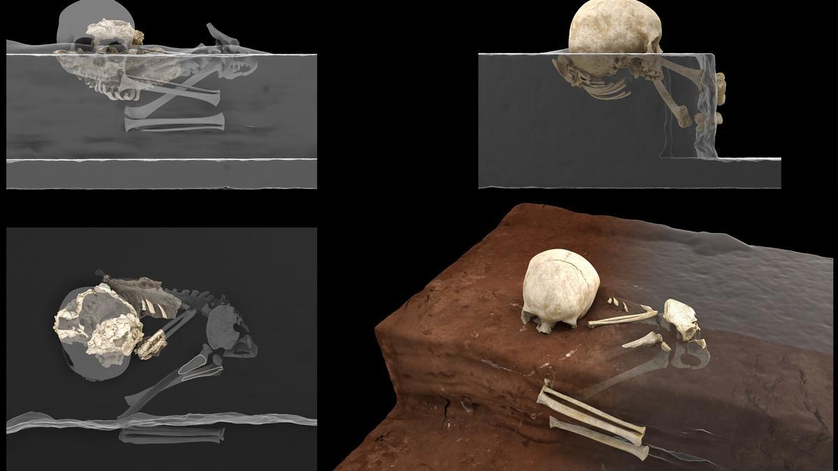 Representación por ordenador de la forma en la que se encontró el cuerpo