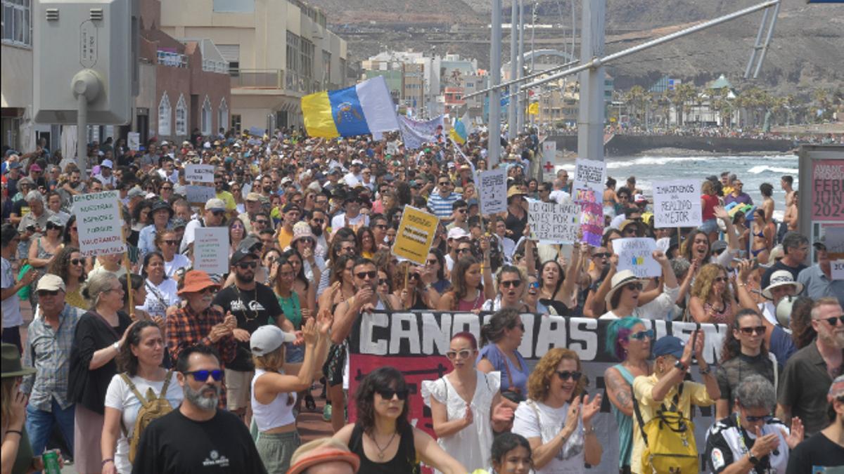 Detalle de la manifestación del 20A del pasado año en Gran Canaria.