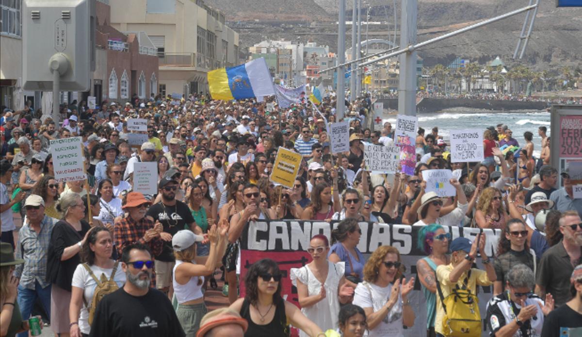 Detalle de la manifestación del 20A del pasado año en Gran Canaria.