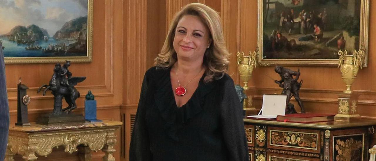 Cristina Valido en el palacio de la Zarzuela en la ronda de consultas del Rey