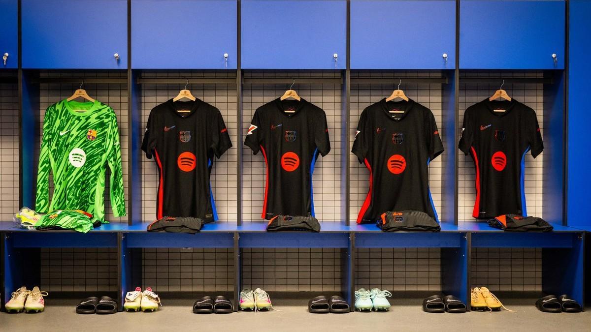 El vestuario del Barça en el RCDE Stadium del Espanyol.