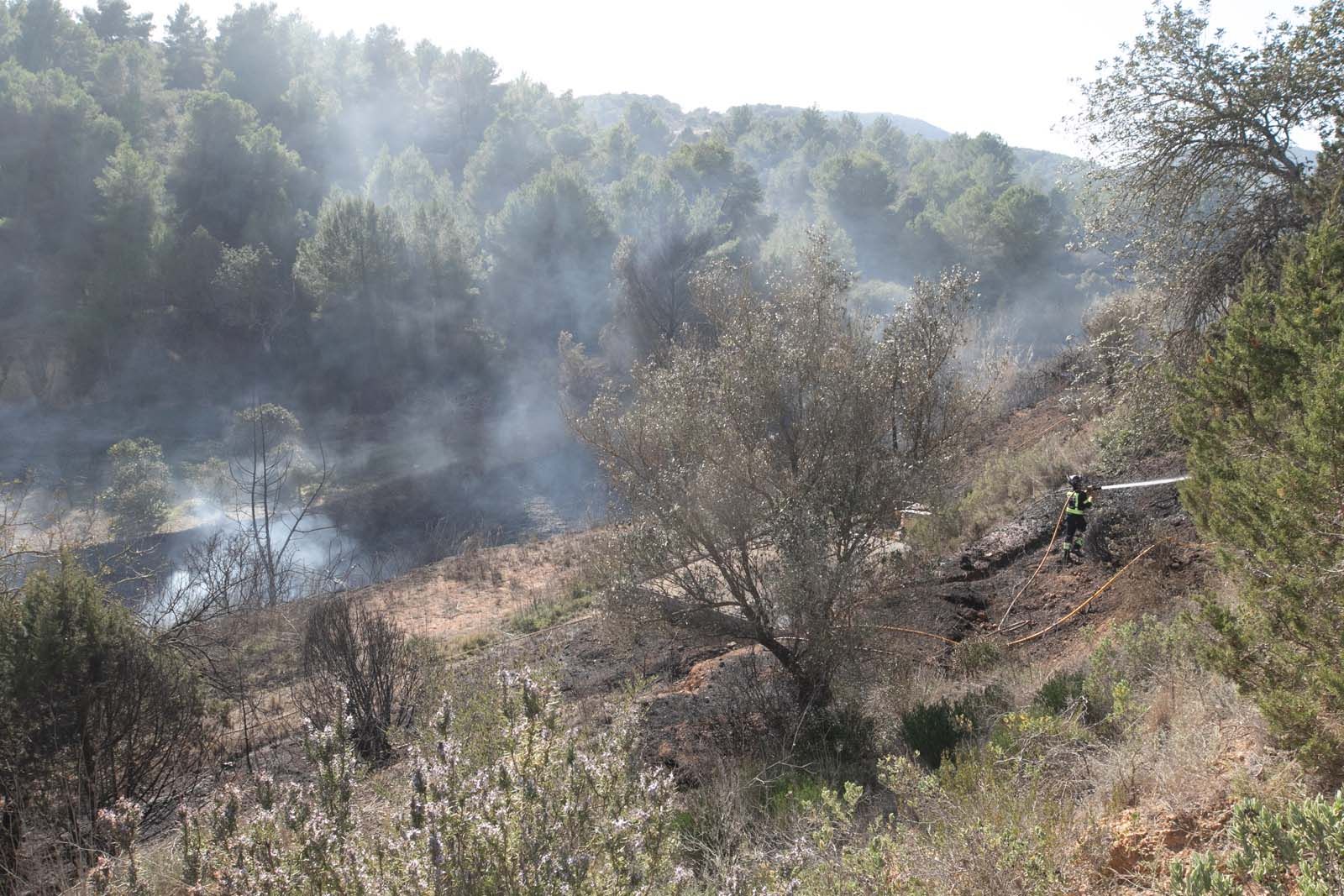 Alarma por un incendio en un torrente de Ibiza