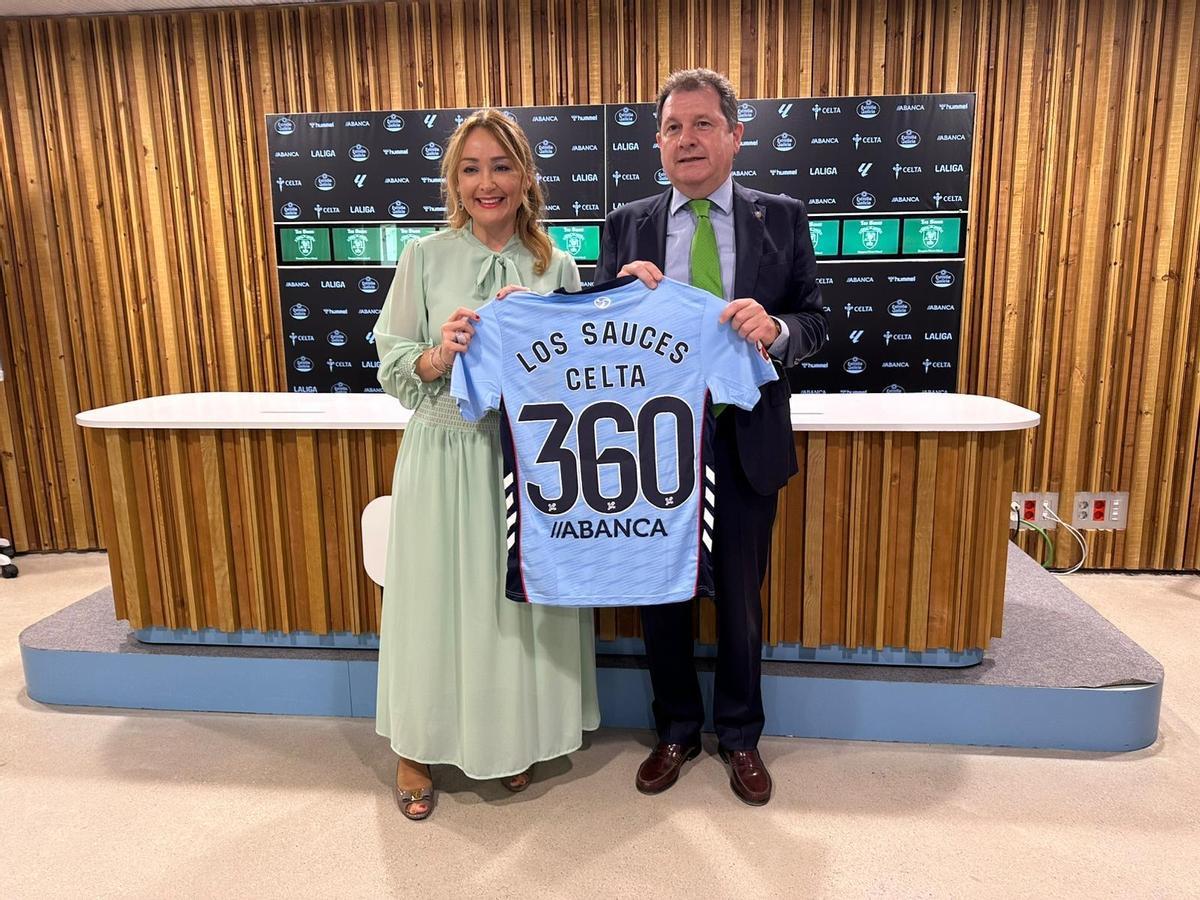La Presidenta del RC Celta, Marián Mouriño, y Director General de Los Sauces, José Antonio Rois.
