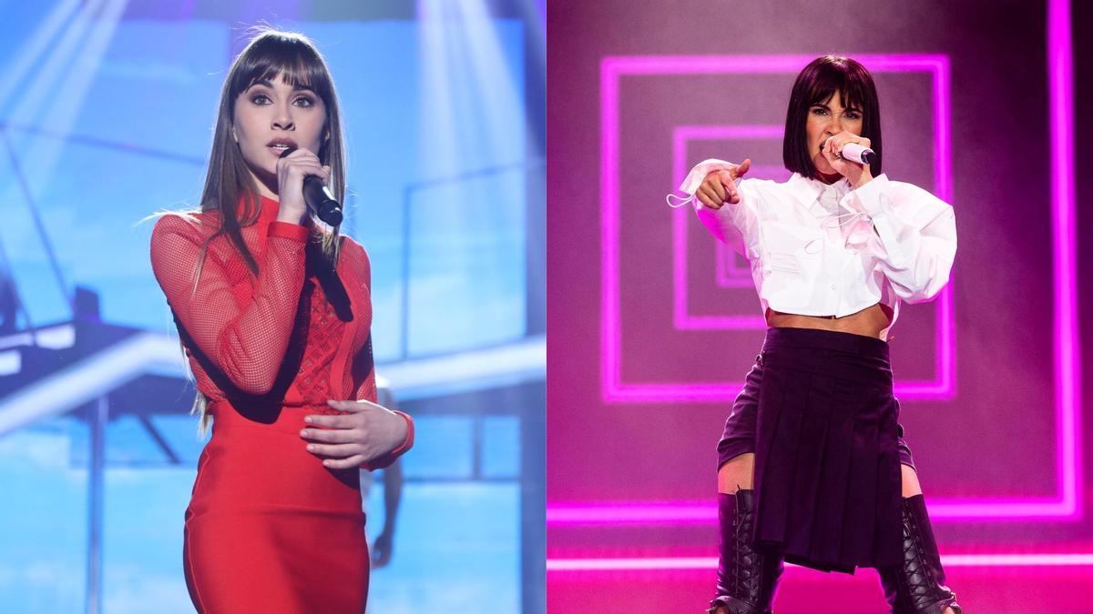 Aitana en 'OT' y en su último concierto en el Palau Sant Jordi