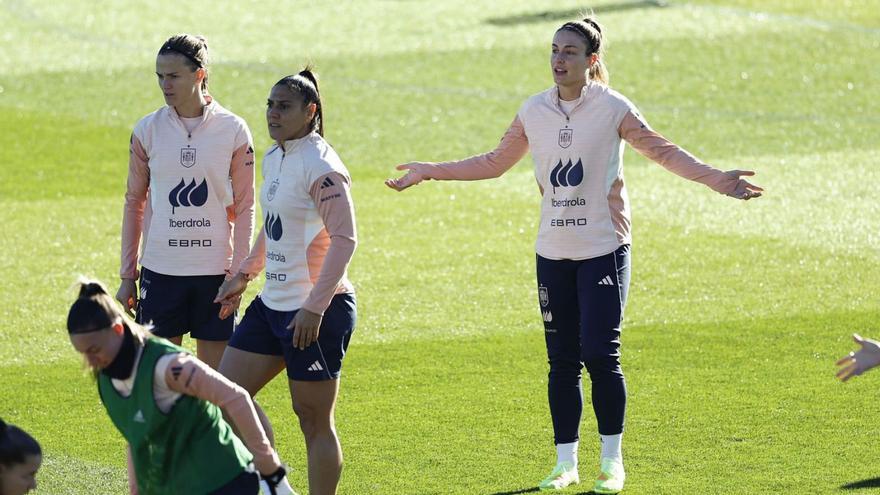 Imagen del entrenamiento de ayer de la selección española. |  Efe