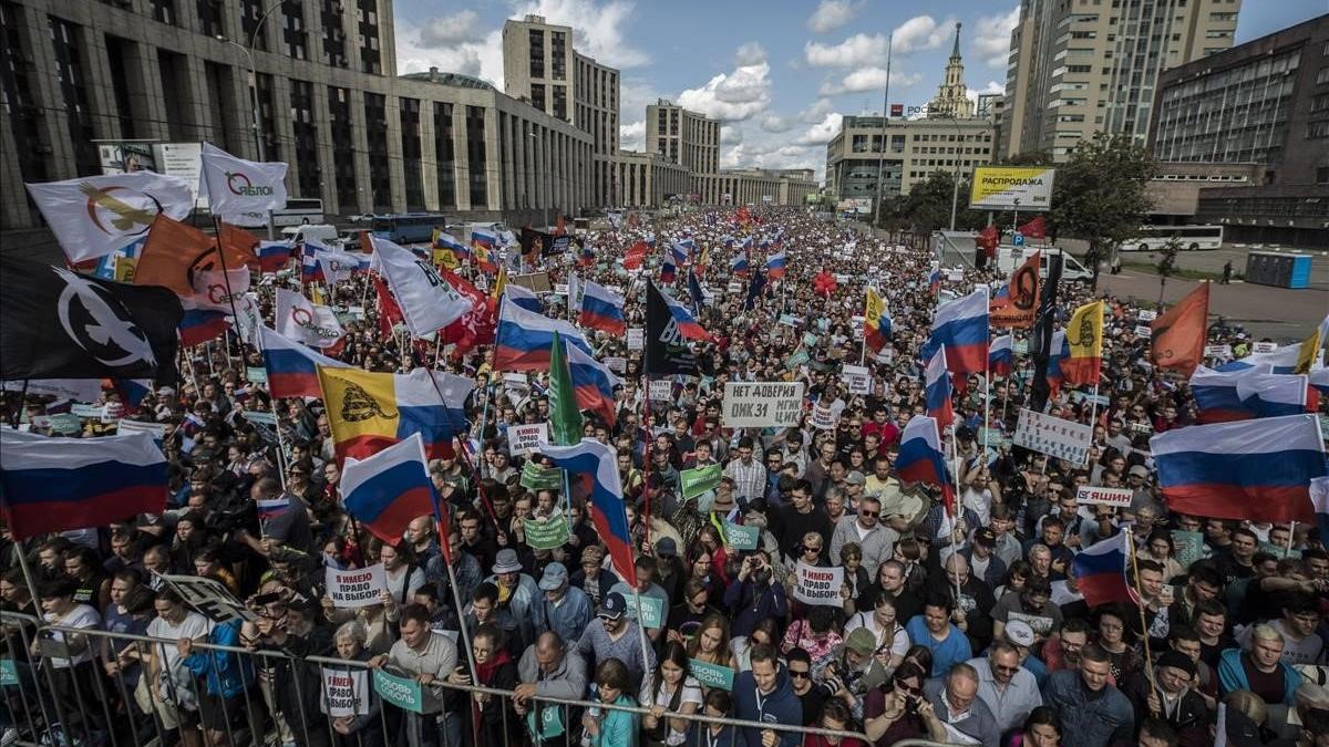 Imagen de la manifestación en Moscú.