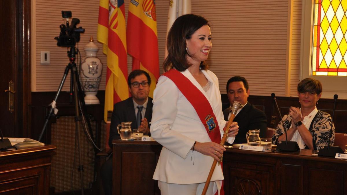 La alcaldesa Teresa Ladrero, durante su toma de posesión en julio.