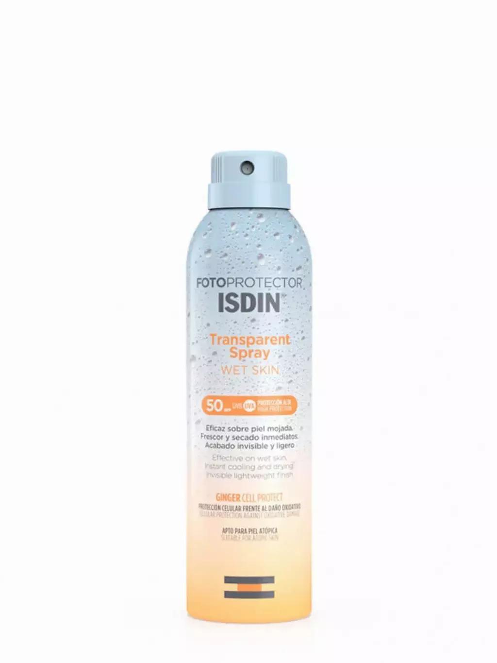 Isdin fotoprotector transparente wet skin spray spf 50 (24,75 euros).