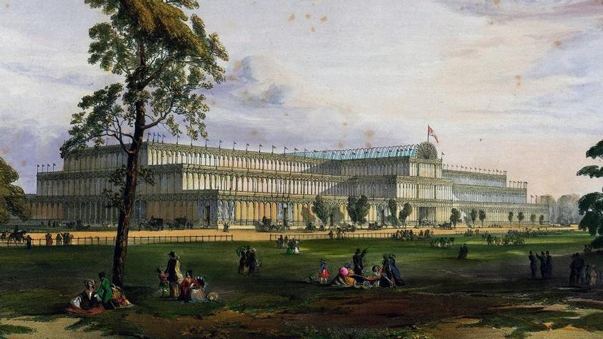 El Crystal Palace, sede de la primera Exposición Universal, celebrada en Londres en 1851.