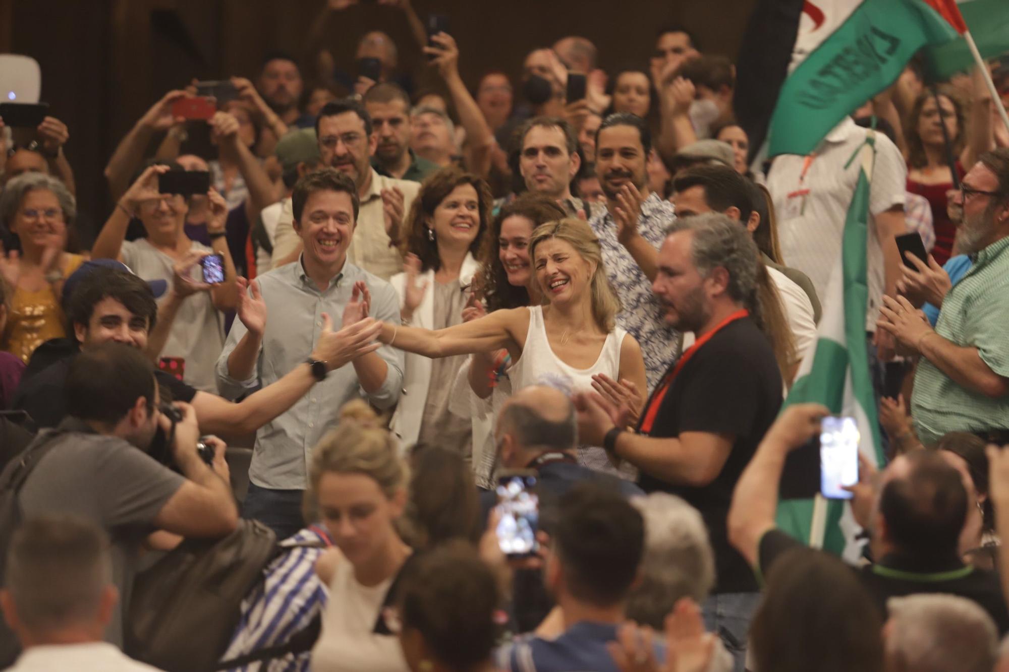 La vicepresidenta y ministra Yolanda Díaz, en un acto electoral de campaña para los comicios autonómicos del próximo día 19 a 12 de junio del 2022 en Málaga.