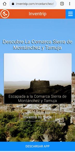 Captura de la aplicación móvil para descubrir la comarca de Montánchez y Tamuja.