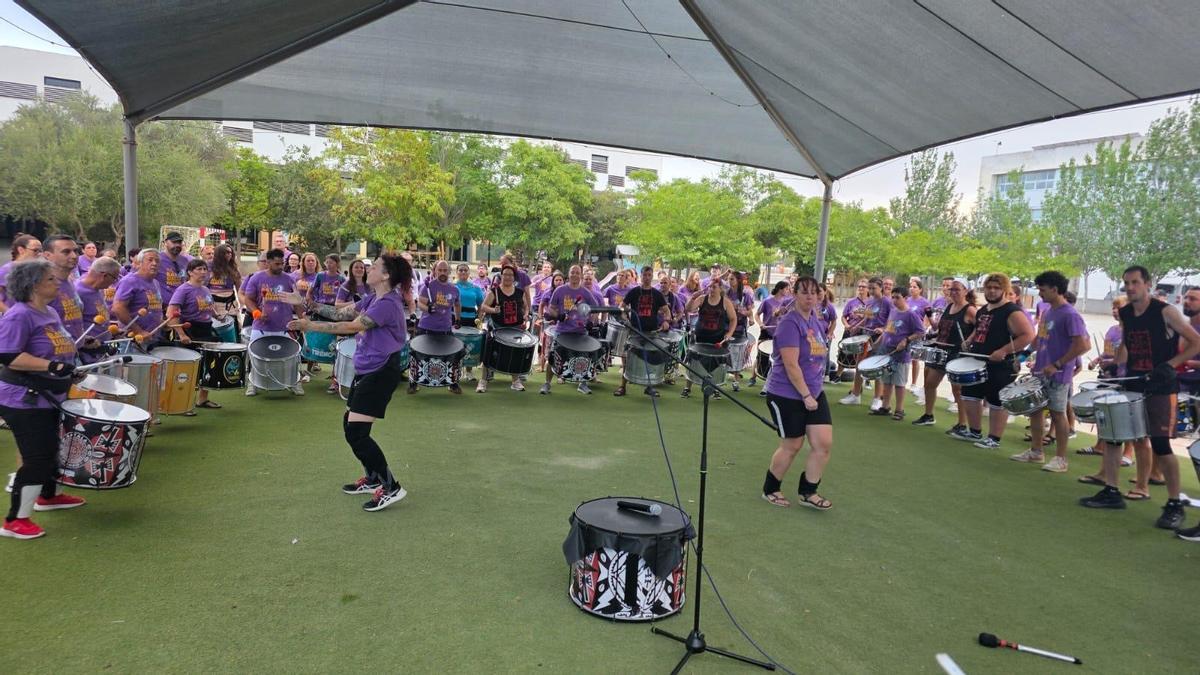 Batalá-Badajoz en uno de sus ensayos en el festival, el pasado fin de semana