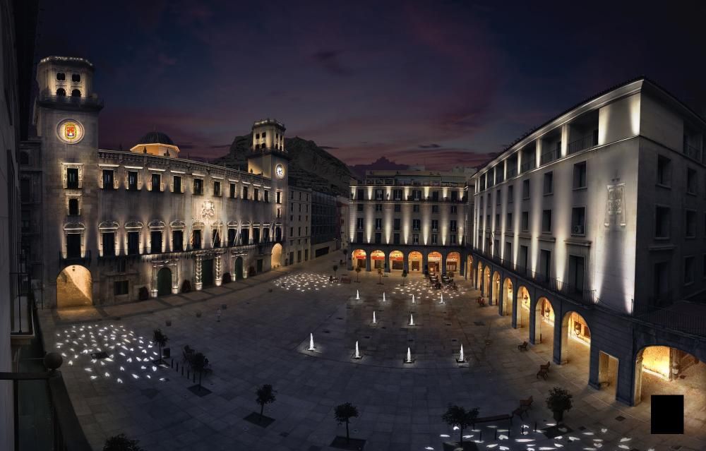 Así será la nueva iluminación de la plaza del Ayuntamiento de Alicante