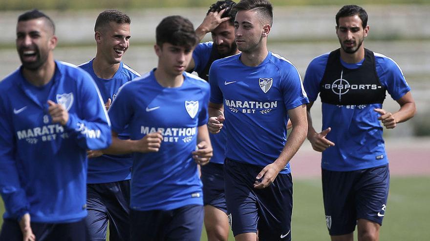 Imagen del entrenamiento de ayer del Málaga CF.