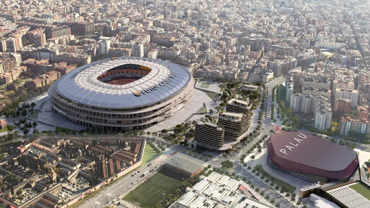 Vista aérea de la maqueta del proyecto Espai Barça